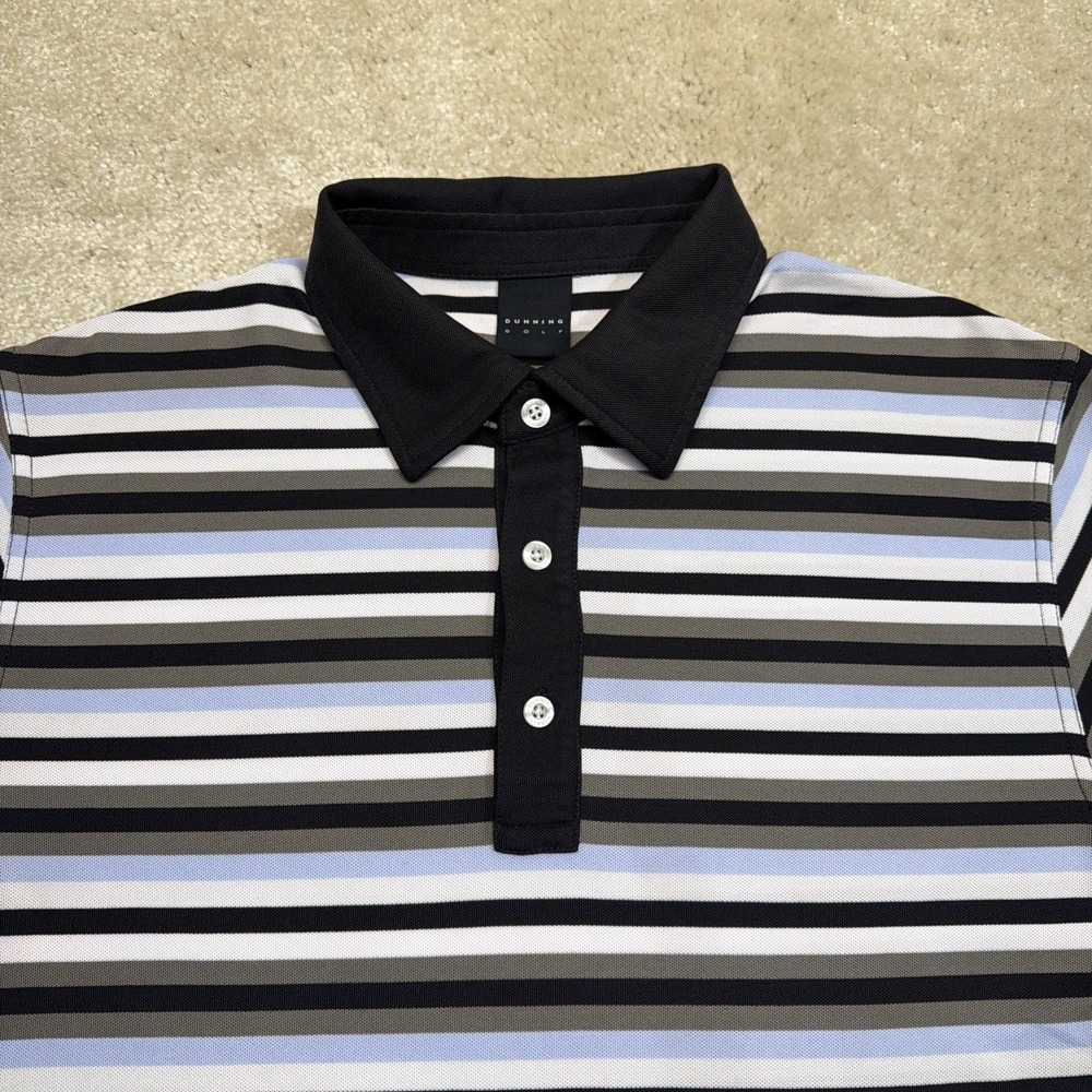 Dunning Golf Polo Shirt Mens Medium Mulitcolor Striped Golf Performance